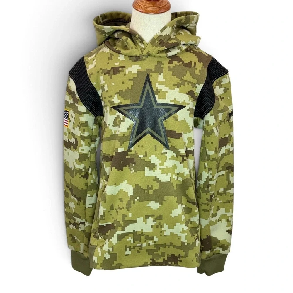 Nike Dallas Cowboys Salute To Service Green Camo Dri-Fit Hoodie Youth Medium